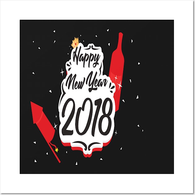 Happy New Year 2018 Wall Art by amitsurti